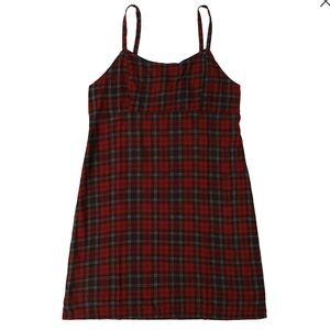 Plaid Red and Black Tie-Back Mini Dress